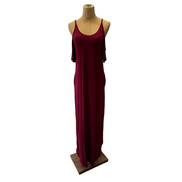 GRECERELLE Women's Casual Loose Pocket Long Dress Short Sleeve Split Maxi Dress - Picture 1 of 10